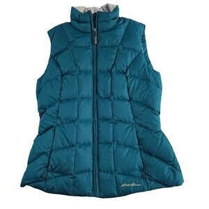 Eddie Bauer EB650 Down Puffer Vest Teal Blue Sleeveless Womens XS Extra Small‎